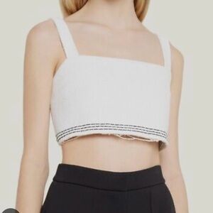 Recto Women's White Tara Tweed Embroidered Cropped Tank size Large reg $235